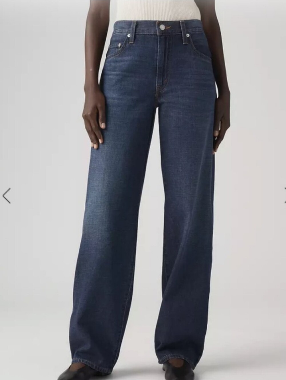Levis Baggy Dad Dark Wash Linen Blend Barrel Leg Jeans 28 Womens Denim